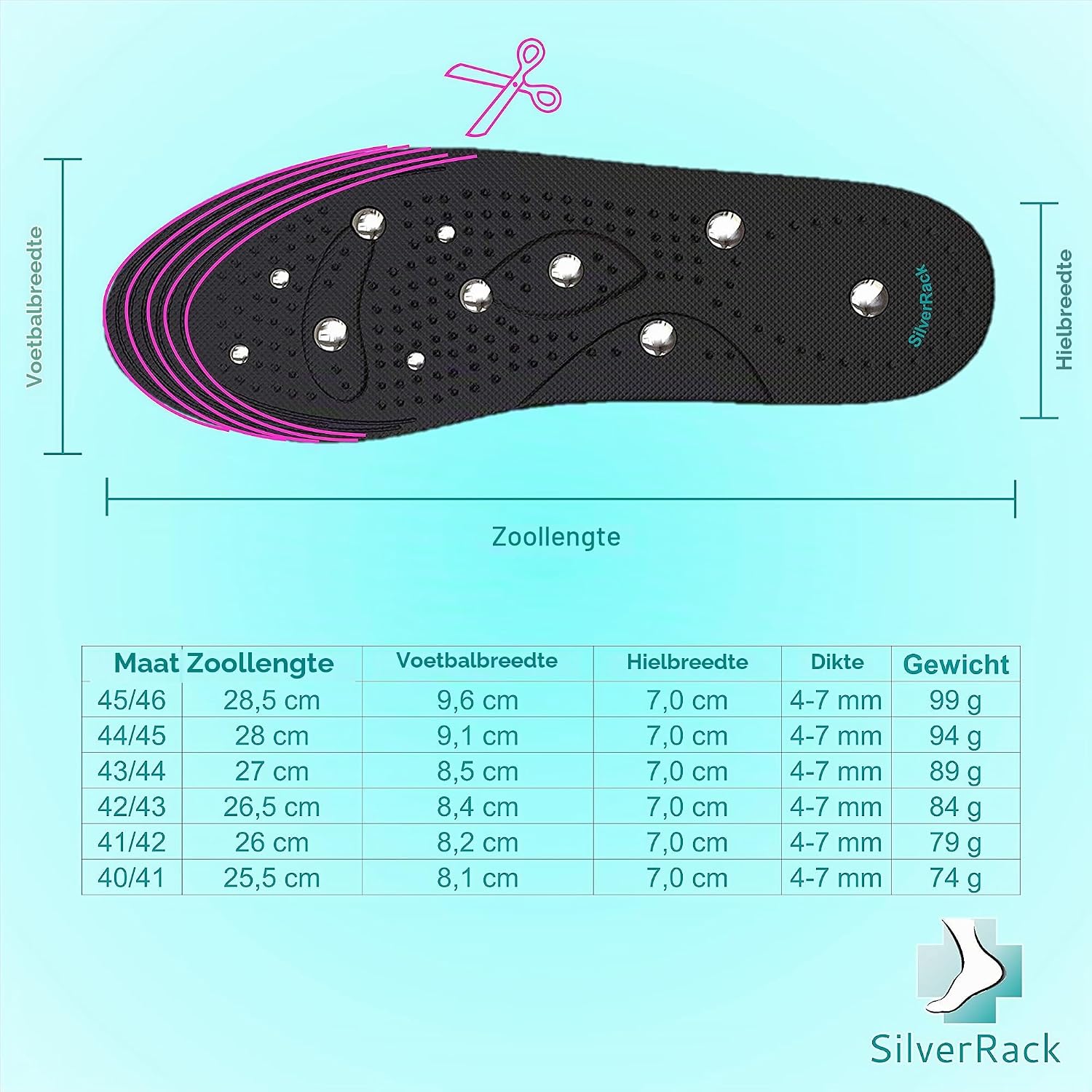 Thumbnail 2 de SilverRack KO-5XAL-D1II magnetische inlegzolen, maat 40–46, polyester