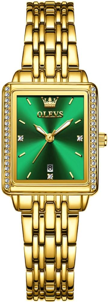 Thumbnail 5 de OLEVS Gold Damenuhr – Rechteckig, Edelstahl, Quarz mit Datum