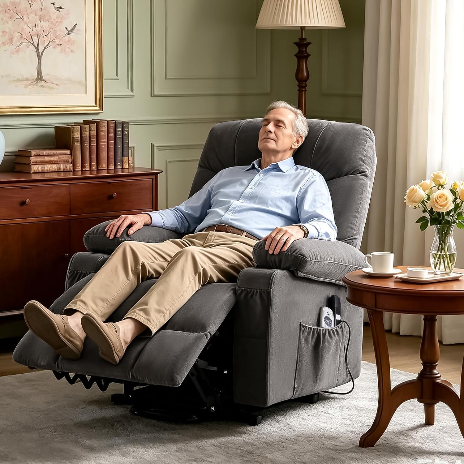 Detalle de KWKSV 1361 Power Lift Recliner with Massage, Heat, and Storage