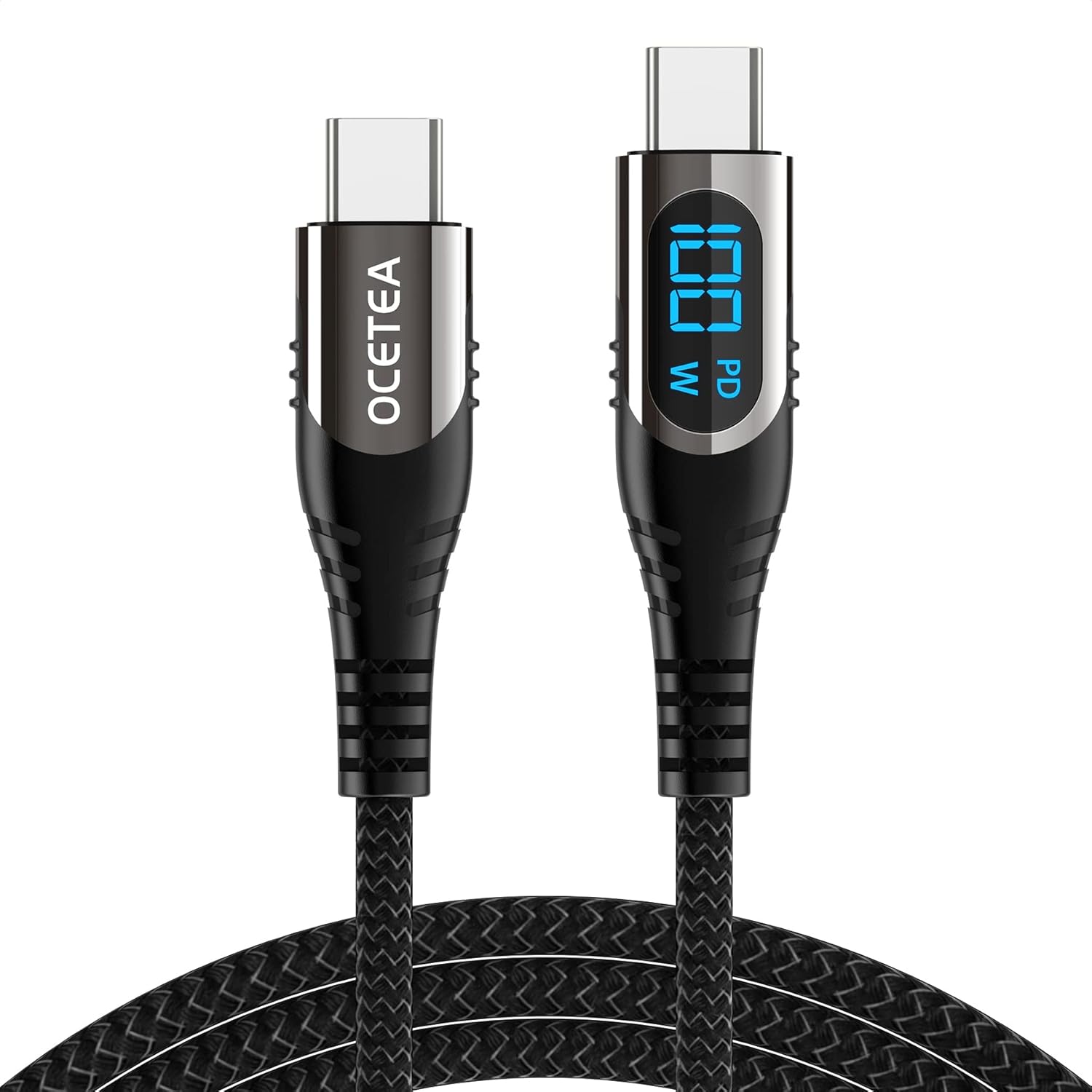 Detalle de Ocetea 100W USB-C auf USB-C Kabel mit LED-Display – PD Schnellladekabel, 3 m