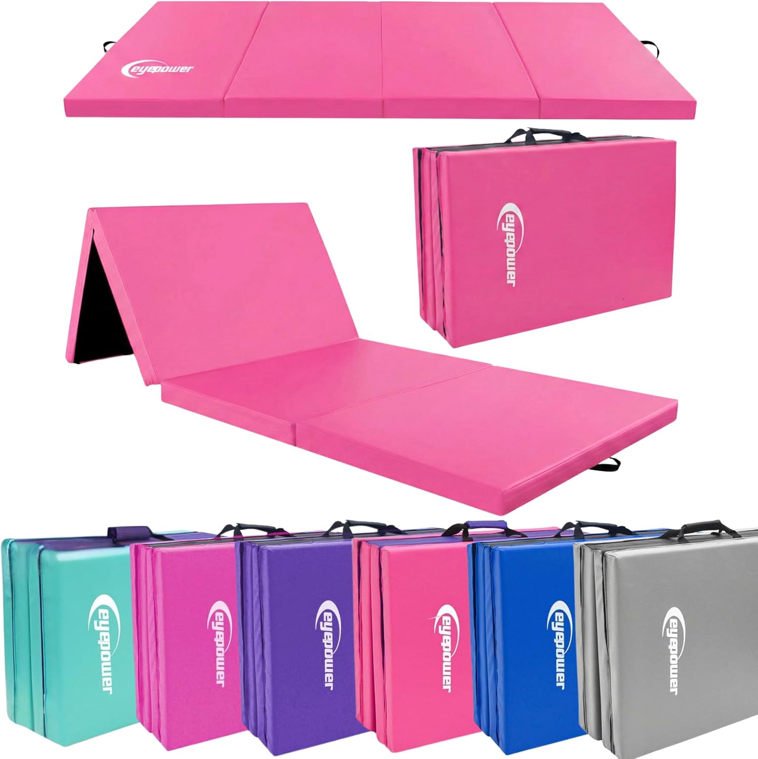 Detalle de EYEPOWER 16482 opvouwbare turnmat, 180 x 60 x 5 cm, roze/zwart