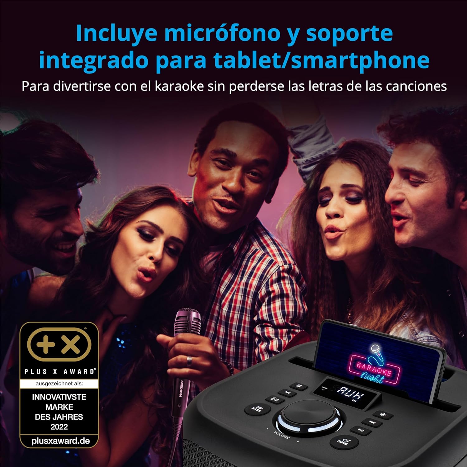 Detalle 2 de MEDION S61991 Bluetooth Speaker con Luz, USB y Micrófono 🎉