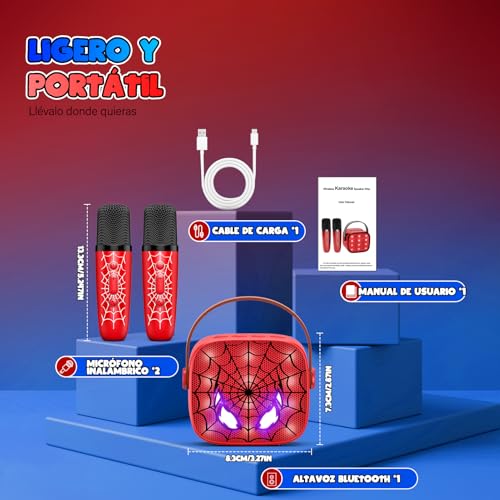 Detalle 2 de Braxel Regalo Niño 3–12 años: Karaoke infantil con 2 micrófonos Bluetooth y luces LED