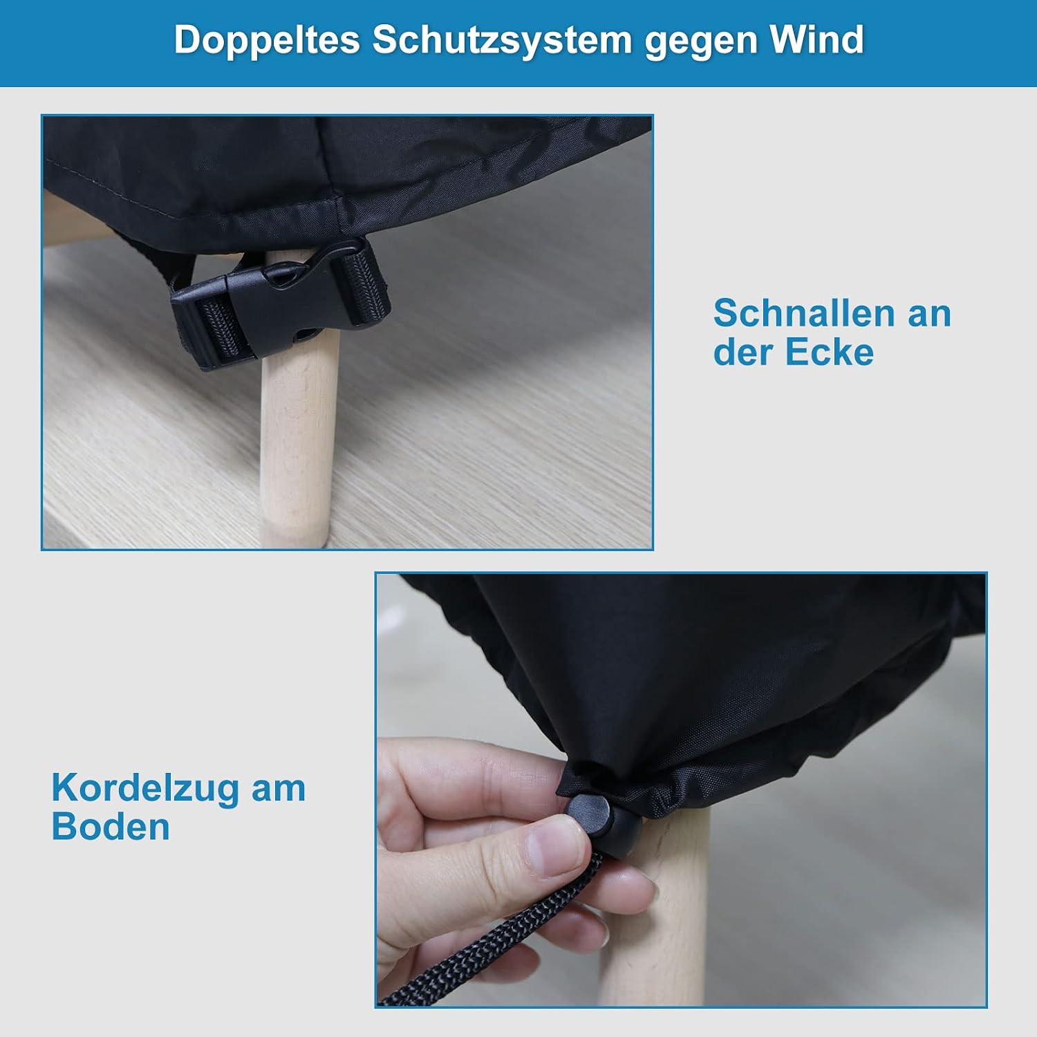 Detalle de AWNIC G160-2D beschermhoes voor tuinbank, waterdicht 210D polyester, 3-zits
