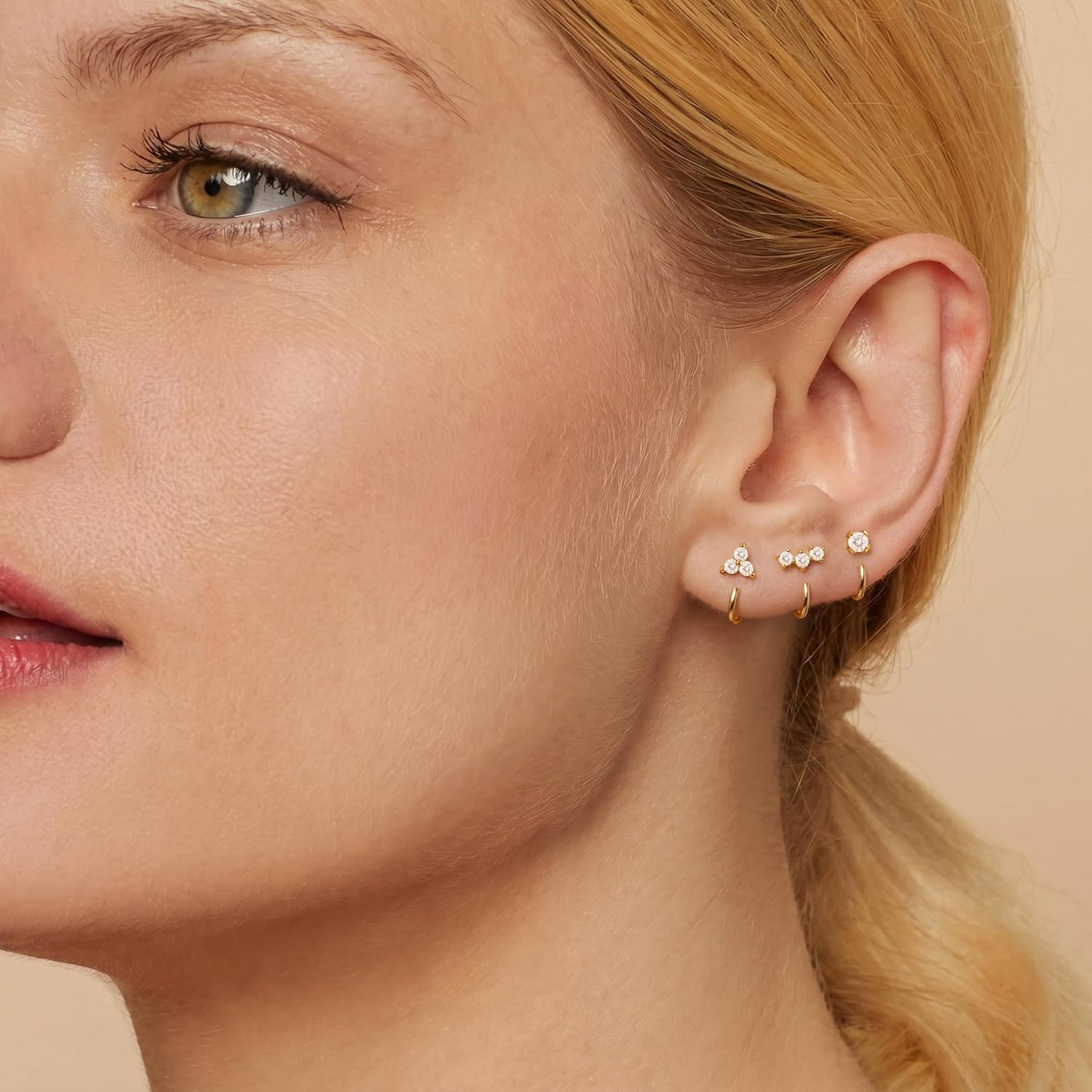 Detalle de Robaice Backless Hoop Earrings, Set of 3 Pairs