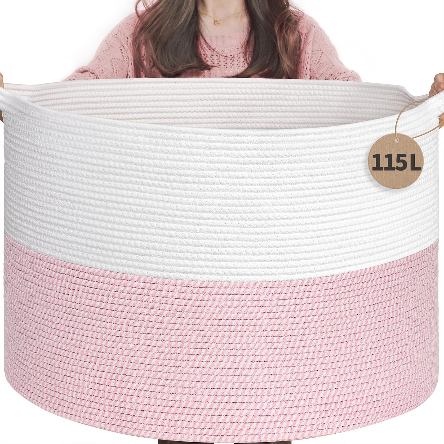 TIMEYARD Jumbo Wäschekorb 115 l (rosa) für Kinderzimmer & Spielzeugaufbewahrung