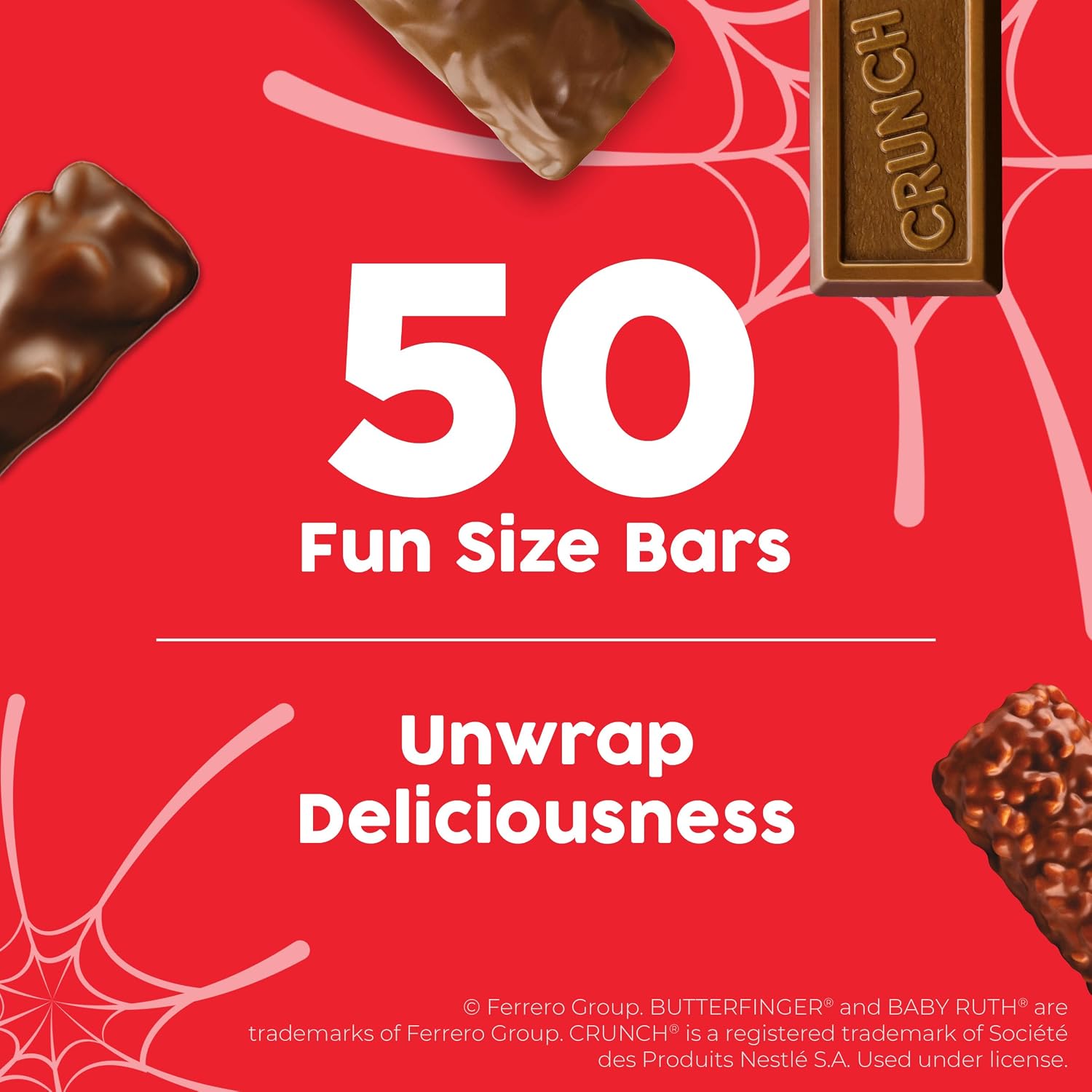 Detalle 1 de Butterfinger, CRUNCH, Baby Ruth & 100 Grand Halloween Candy Variety Pack, 50 Count