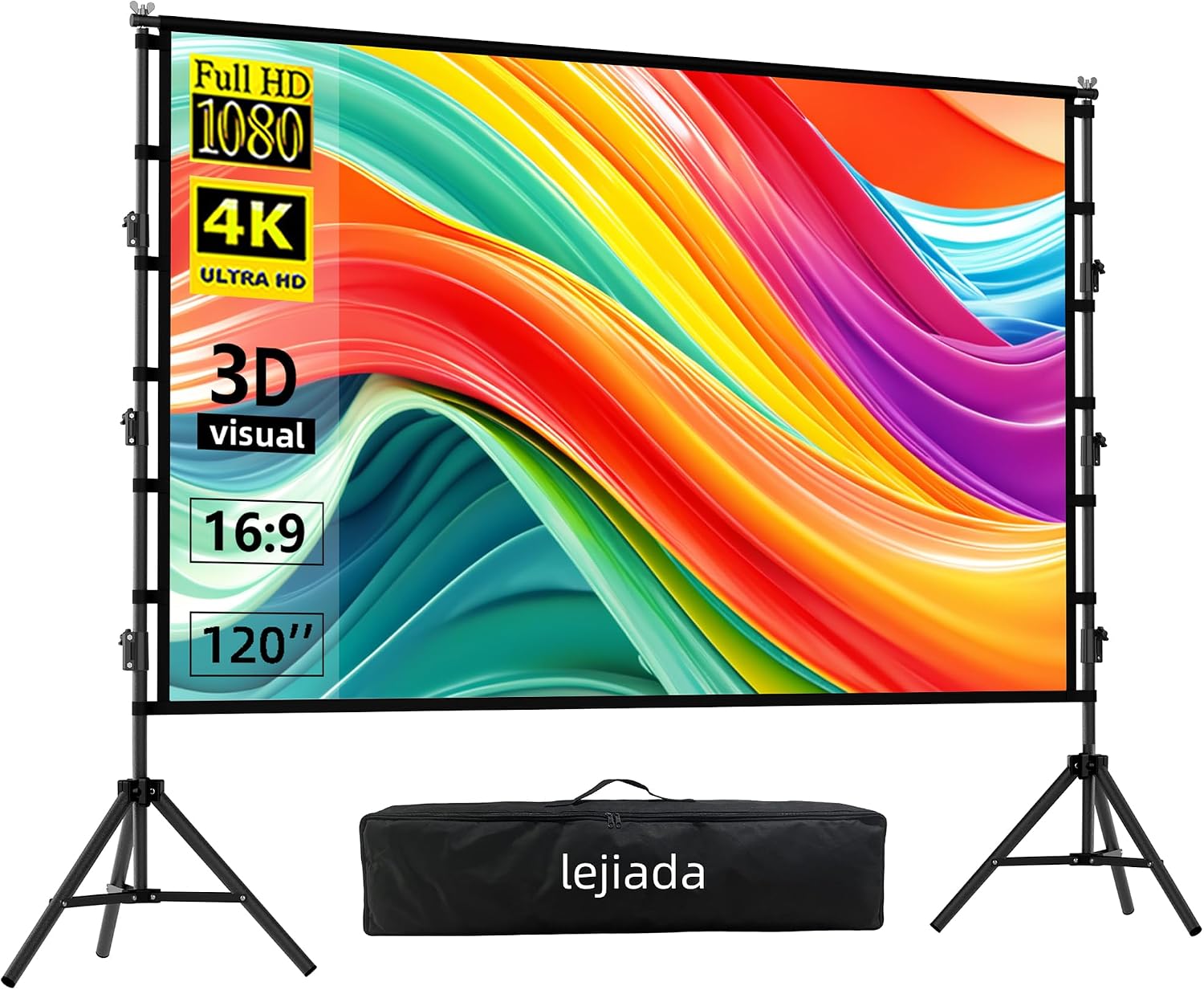 Thumbnail 6 de Lejiada 100-inch Portable Projector Screen with Stand (16:9) – anti-wrinkle outdoor tripod tripod, front & rear projection