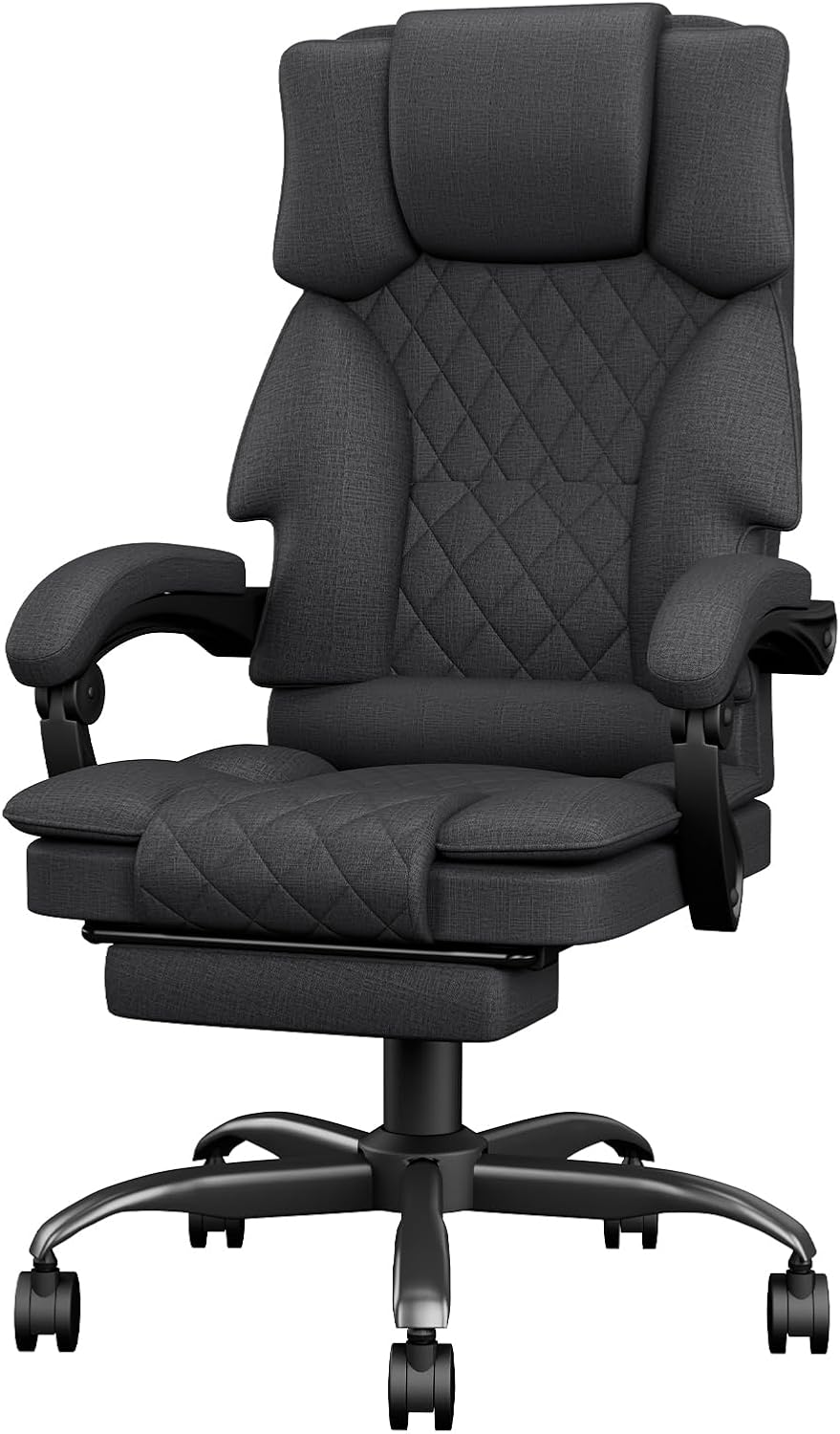 Detalle de Submi SU101-Deep Grey-CA Ergonomic Office Chair with Wide Fabric Seat and Footrest