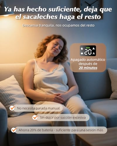 Detalle de KISSBOBO K5 Sacaleches eléctrico: 19 niveles, 4 modos y 280 mmHg, manos libres