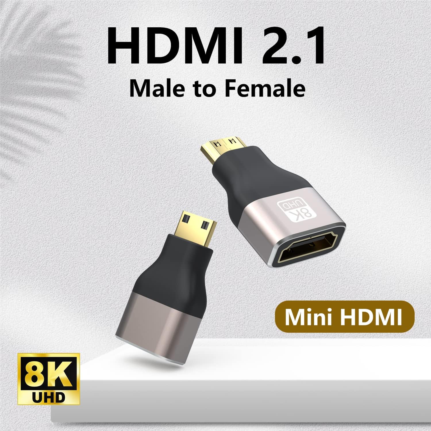 Detalle 2 de VMOJO 8K Mini HDMI (male) to HDMI (female) 2.1 adapter (2-pack) for laptop, camera, projector