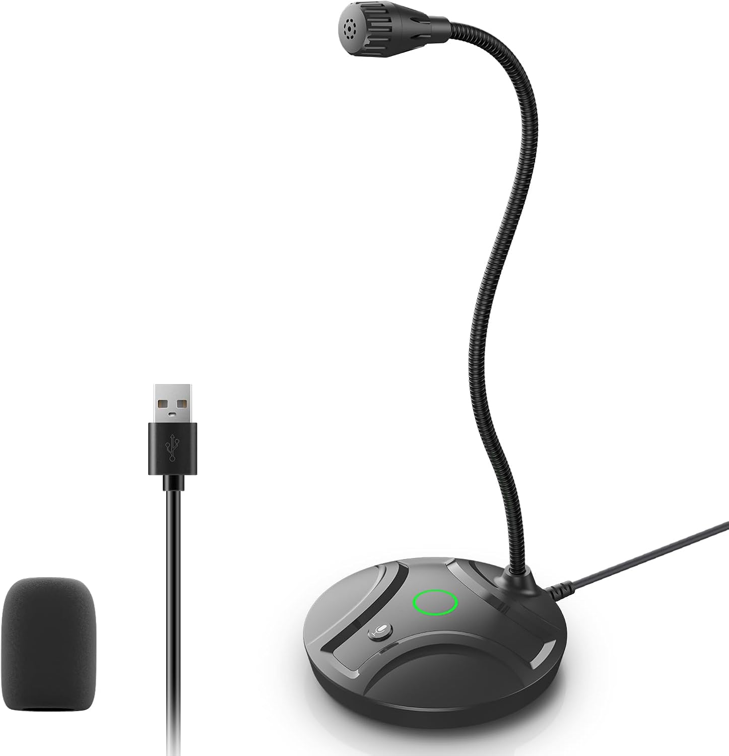 Detalle de CMOCIIY 605 USB Desktop Microphone with Flexible Gooseneck and Mute LED