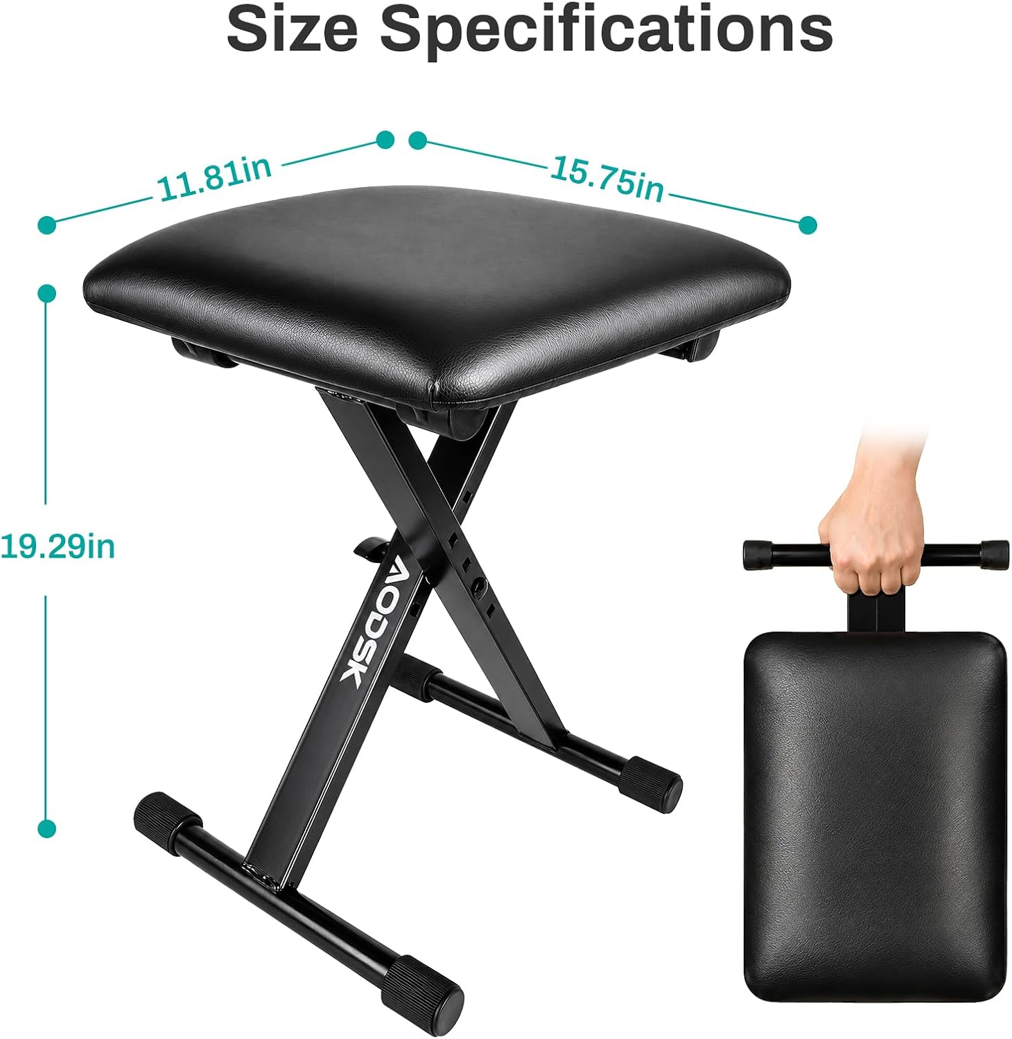 Detalle de AODSK AS-X21 Keyboard Bench, Adjustable Folding X-Style with Padded Seat
