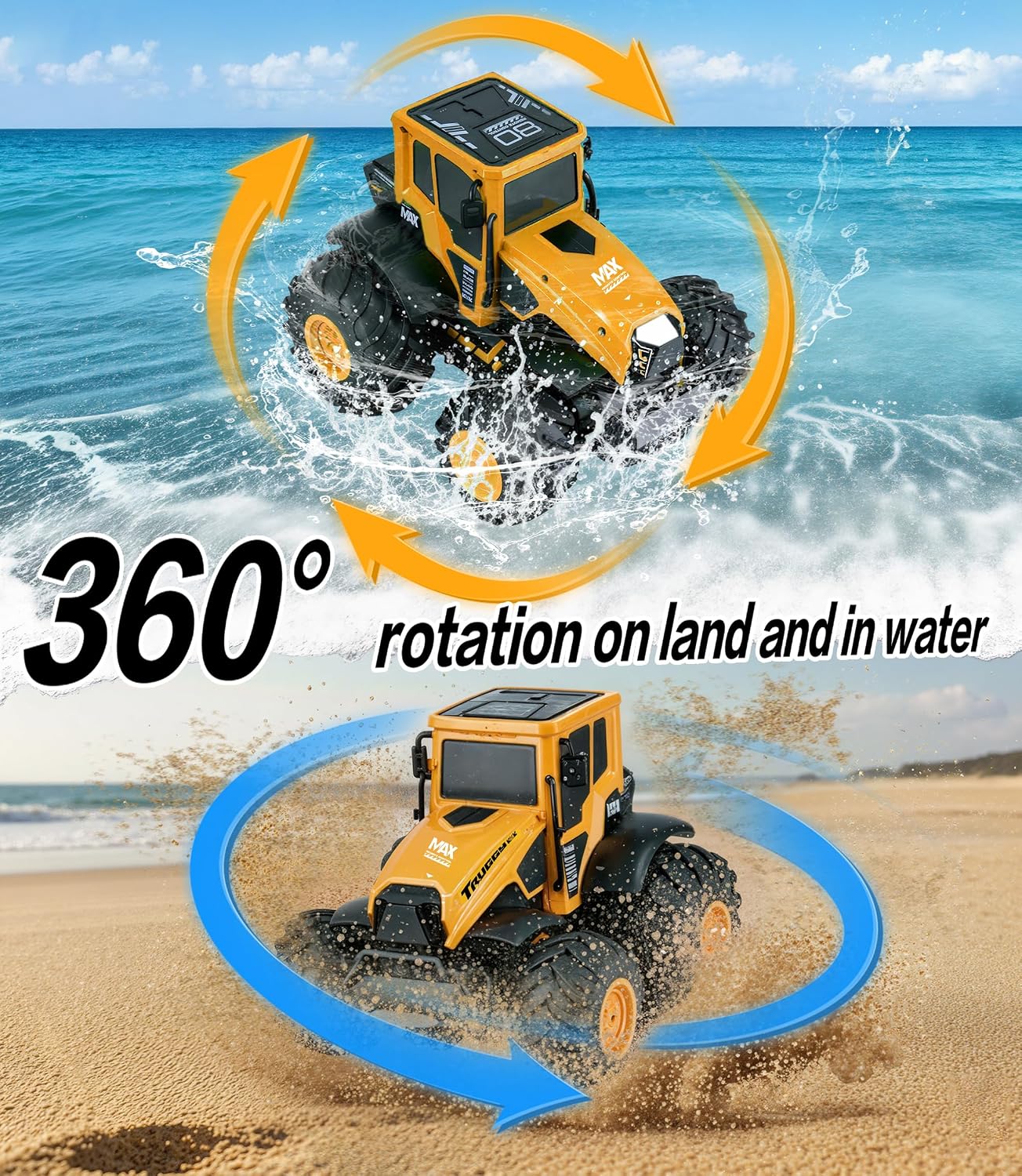 Thumbnail 4 de Macchina Telecomandata Monster Truck Anfibio 4x4 IPX7 per Bambini dai 6 Anni – 2 Batterie, 90 Min di autonomia