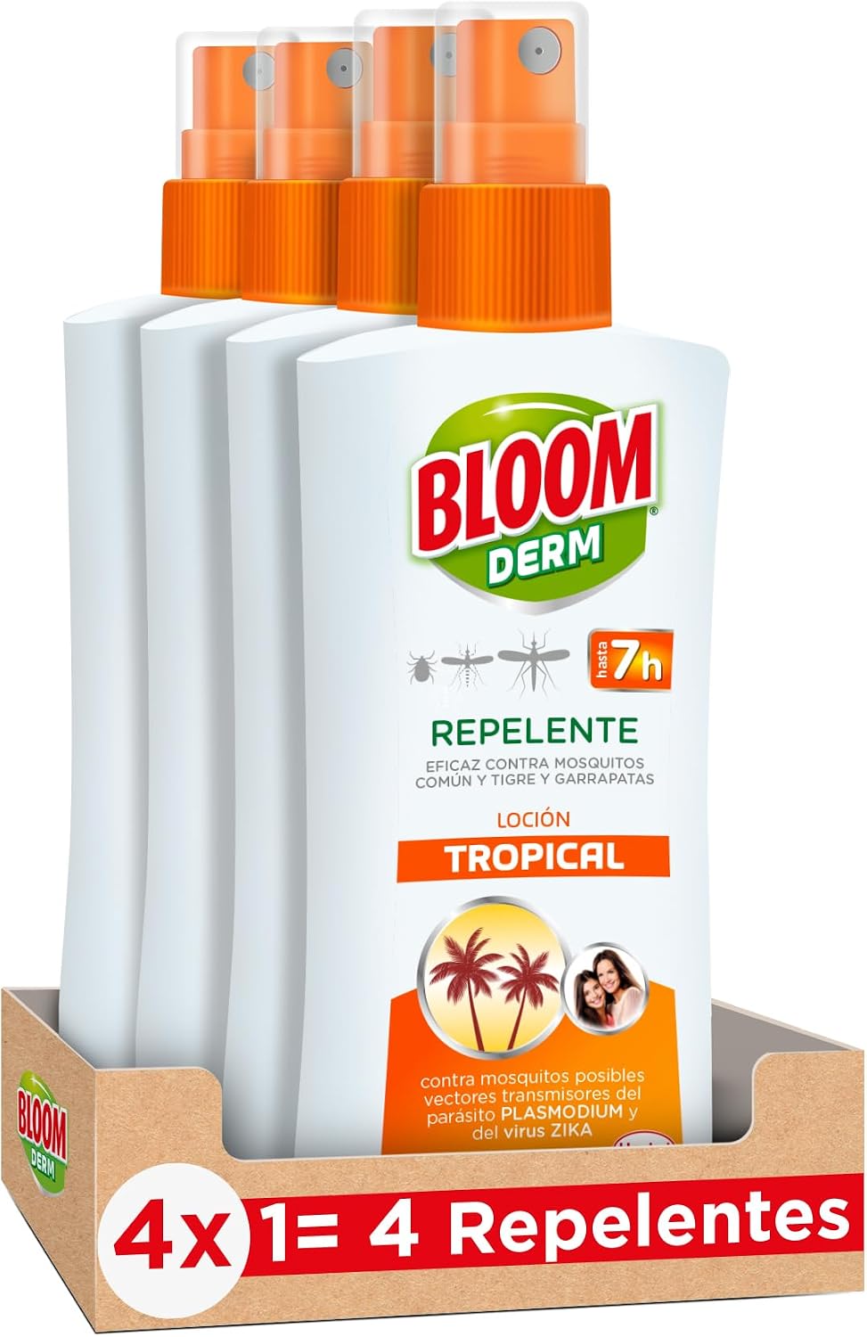 Detalle de Bloom Derm Loción Tropical (4 x 100 ml): repelente contra mosquitos, tigre y garrapatas