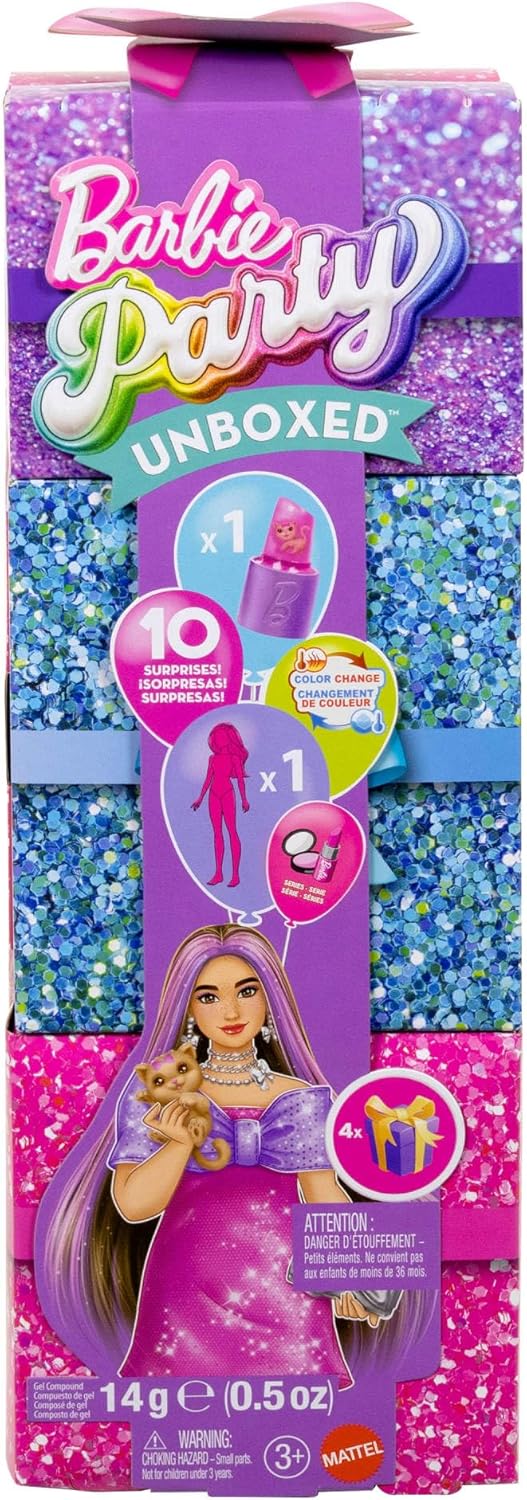 Thumbnail 5 de Barbie Party Unboxed Puppe und Accessoires – Glam Party Serie mit 10 Überraschungen (PJY67)