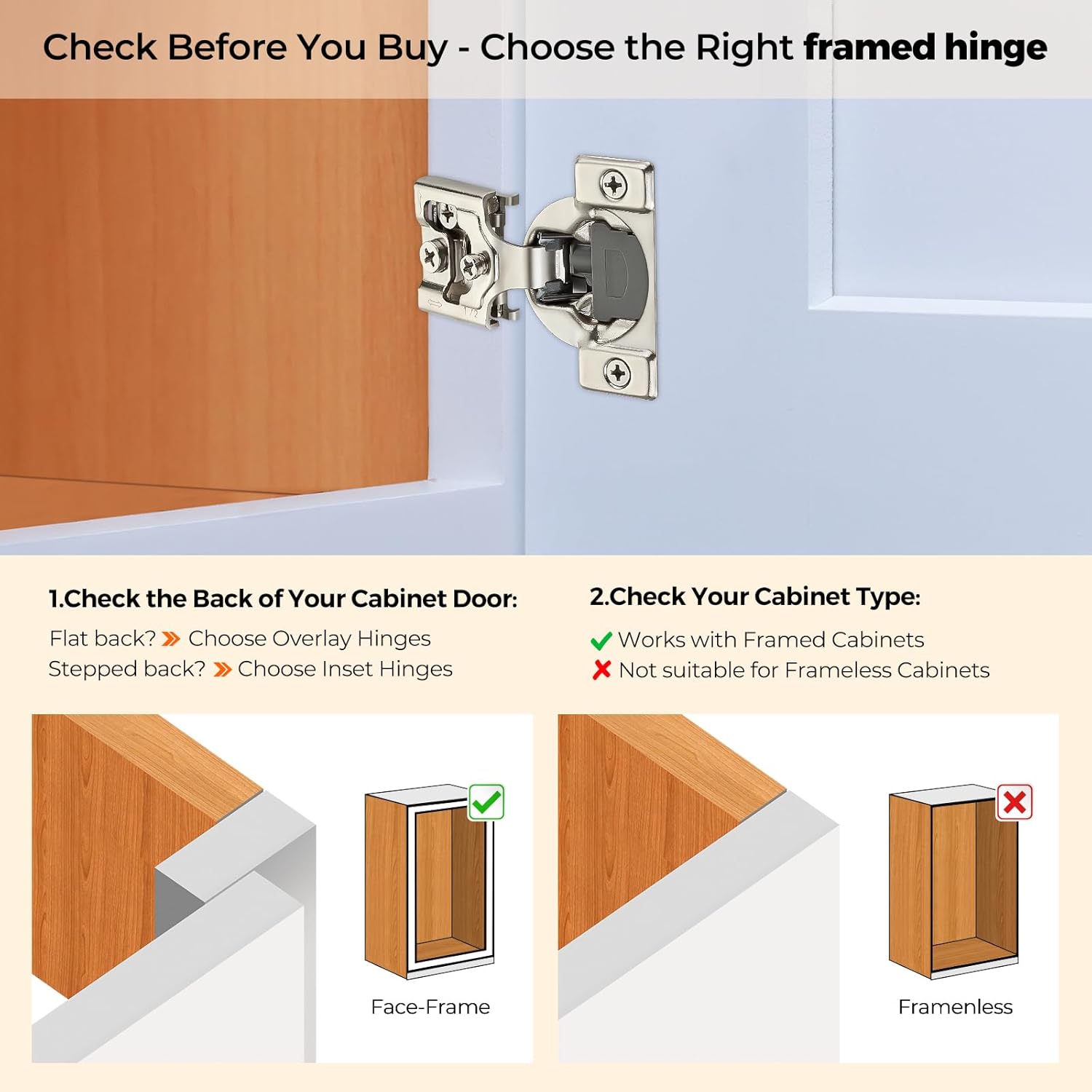 Detalle 2 de Ravinte 60 Pack 1/2 Inch Overlay Soft Close Concealed Cabinet Hinges – Satin Nickel, Heavy-Duty