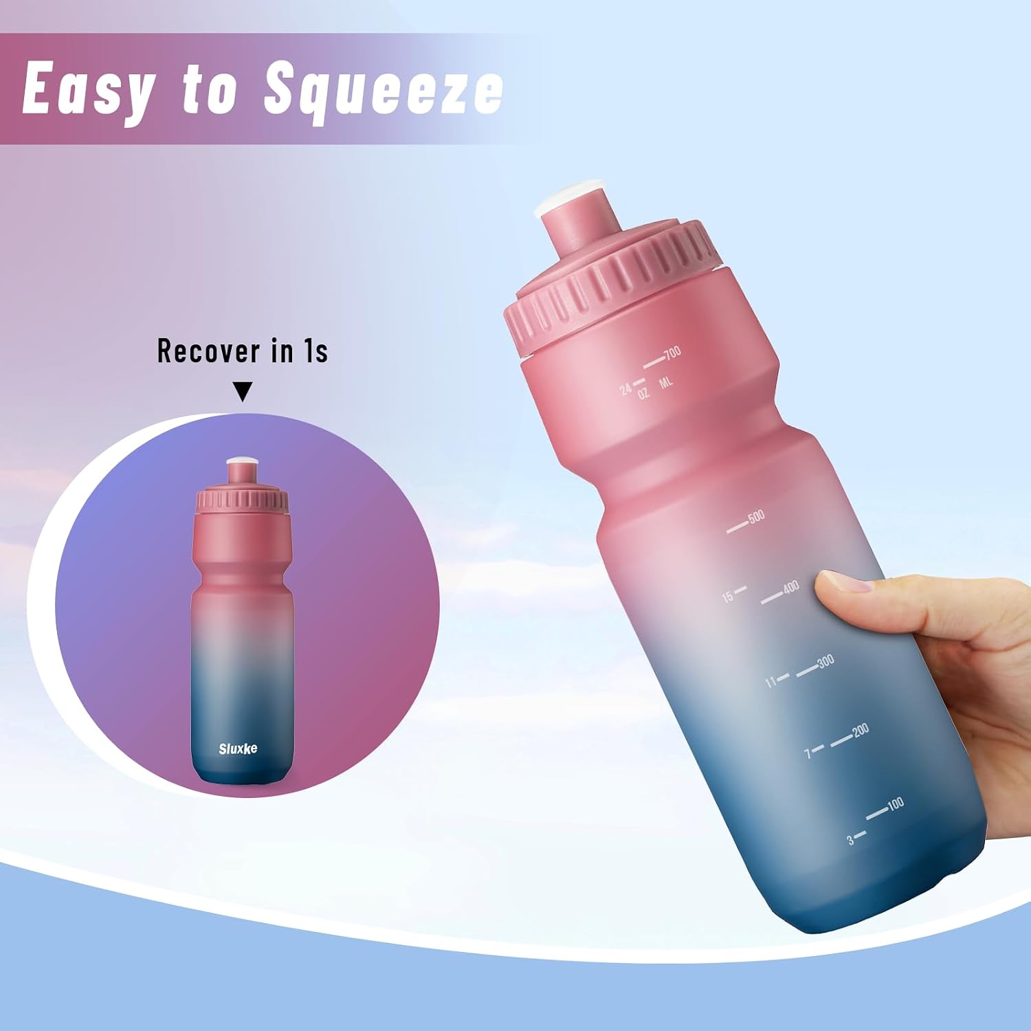 Thumbnail 2 de SLUXKE 24oz Cycling Water Bottle 2Pack 720ml