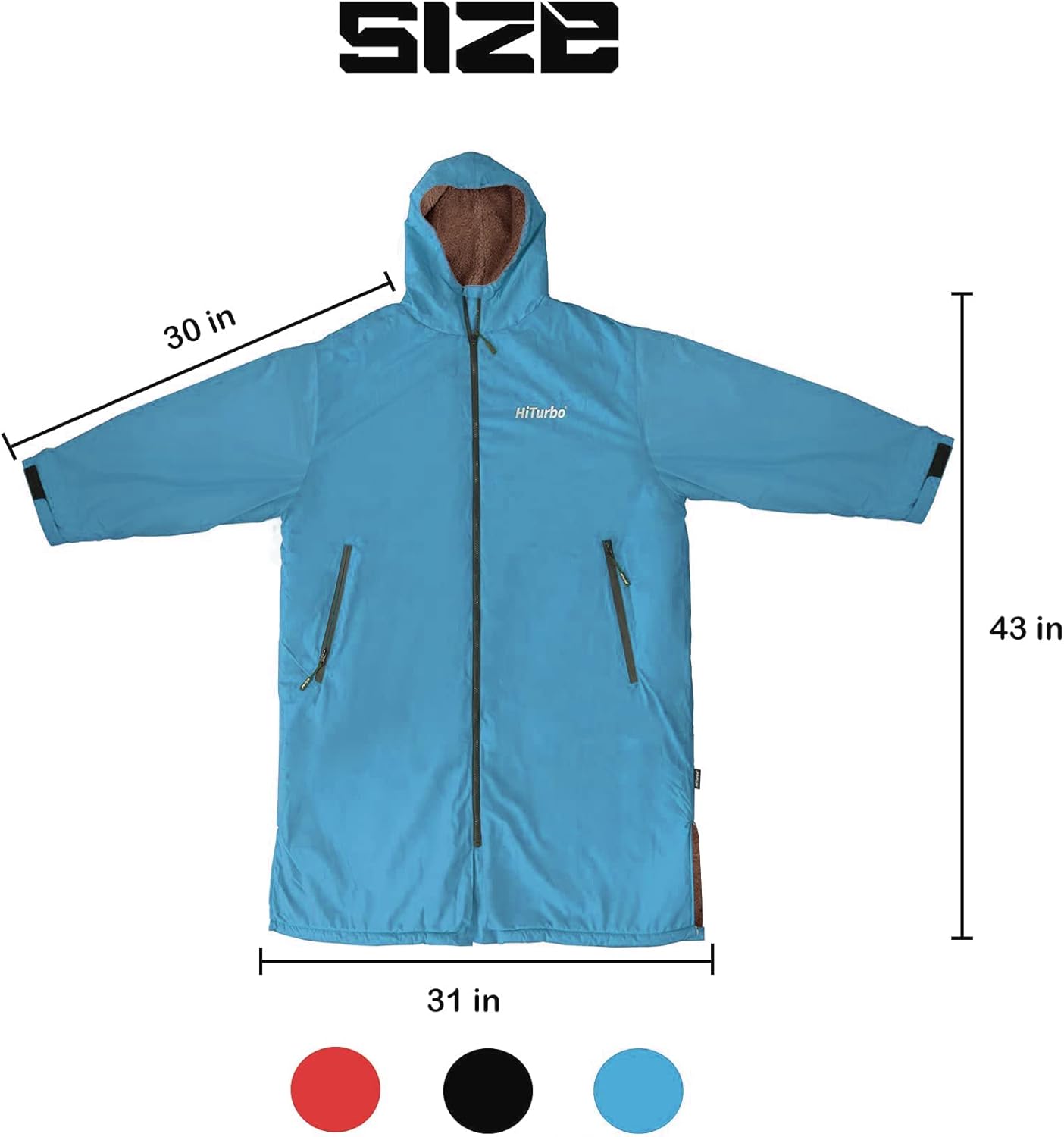 Detalle de Hiturbo Waterproof Adult Changing Robe: Windproof, Warm & Oversized with Fleece Lining
