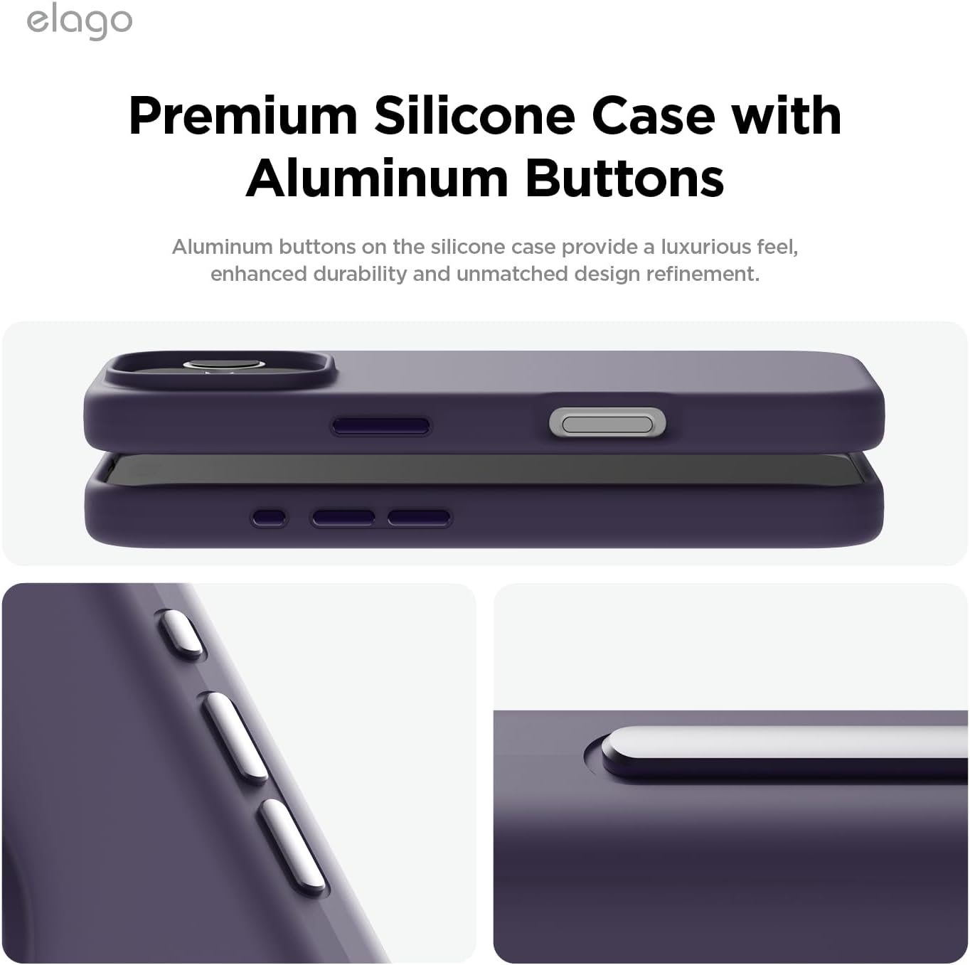 Detalle de elago Coque magnétique en silicone pour iPhone 16 Pro (6,3 pouces) Violet Intense, compatible MagSafe