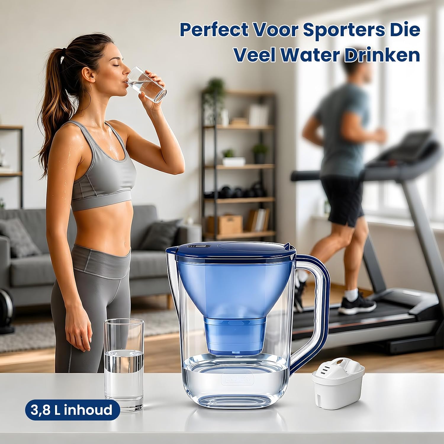 Thumbnail 5 de Watus 1H1X waterfilterkan 3,8 liter, blauw, met actieve-koolfilter