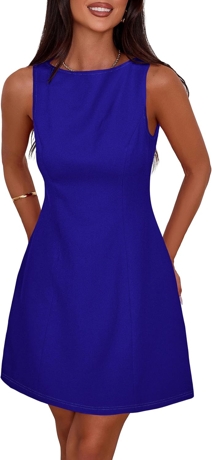 Detalle de PRETTYGARDEN Womens Sleeveless Boat Neck A-Line Mini Cocktail Dress (2026 Summer)