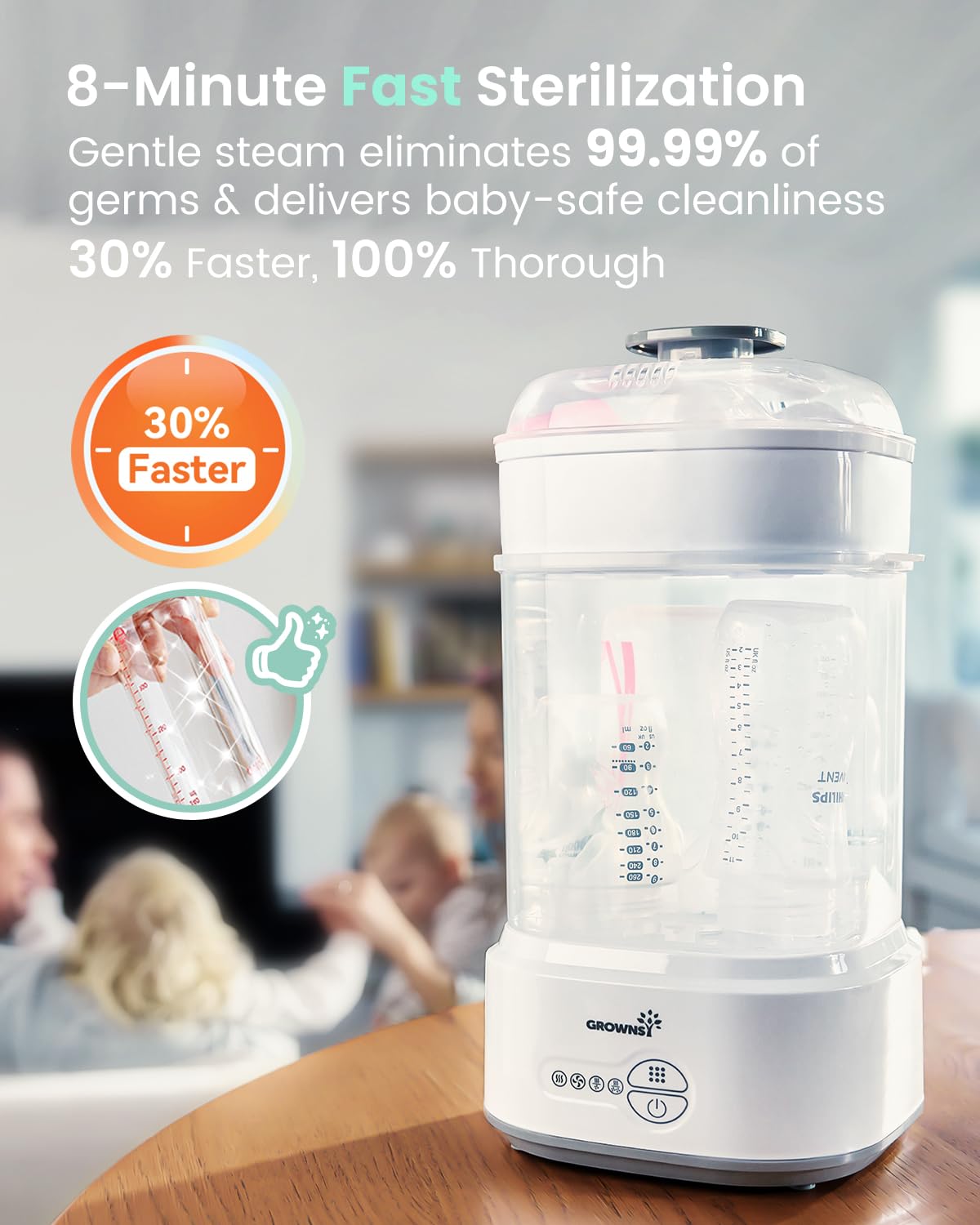 Detalle 2 de GROWNSY Bottle Sterilizer and Dryer compact steam sterilizer