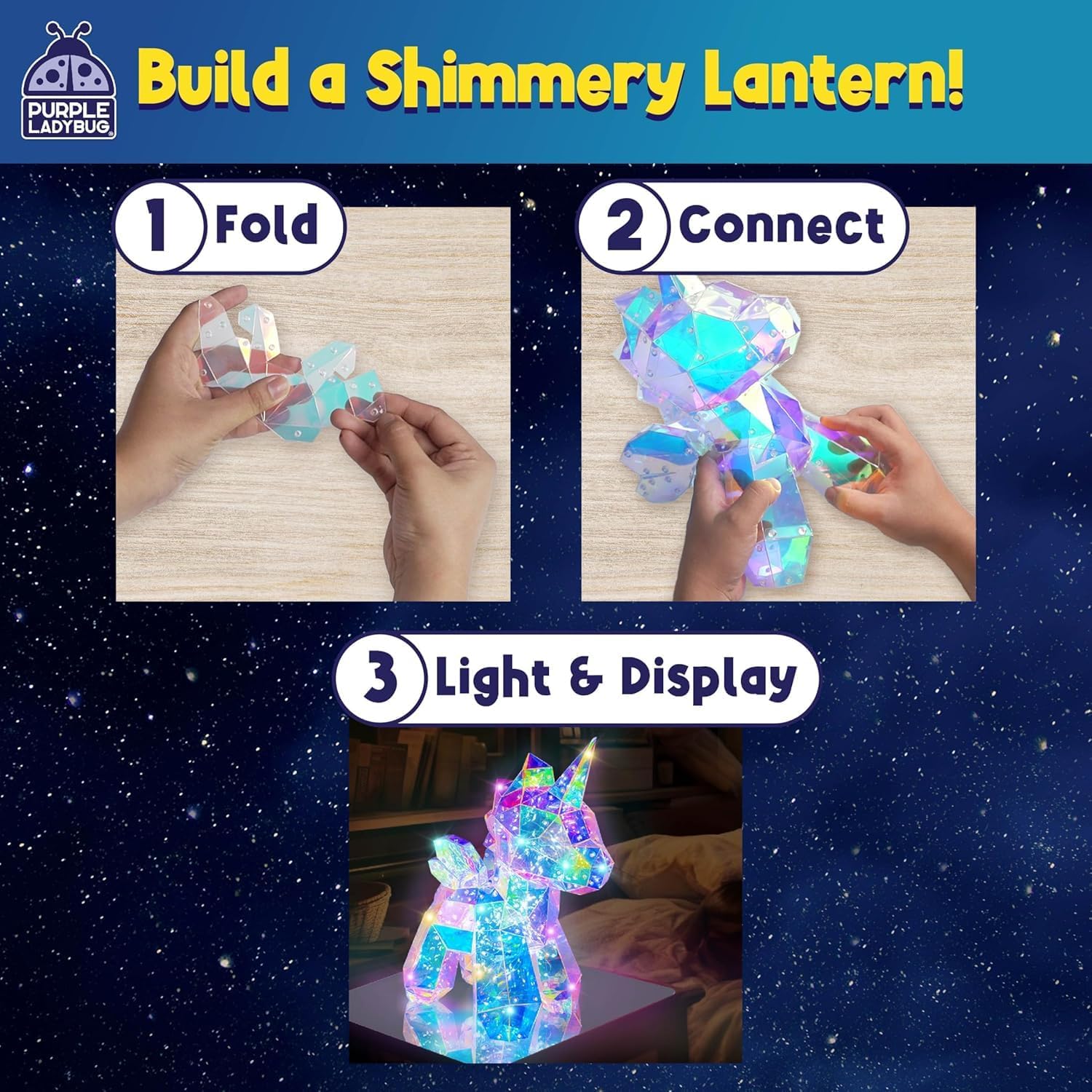 Detalle de Purple Ladybug Make Your Own 3D Light Up Unicorn Craft Kit (ages 12+)
