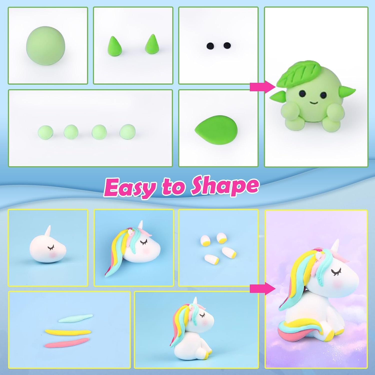 Detalle de essenson Modelling Clay Set: 80 Colours Air Drying Magic Clay for Kids (3–12)