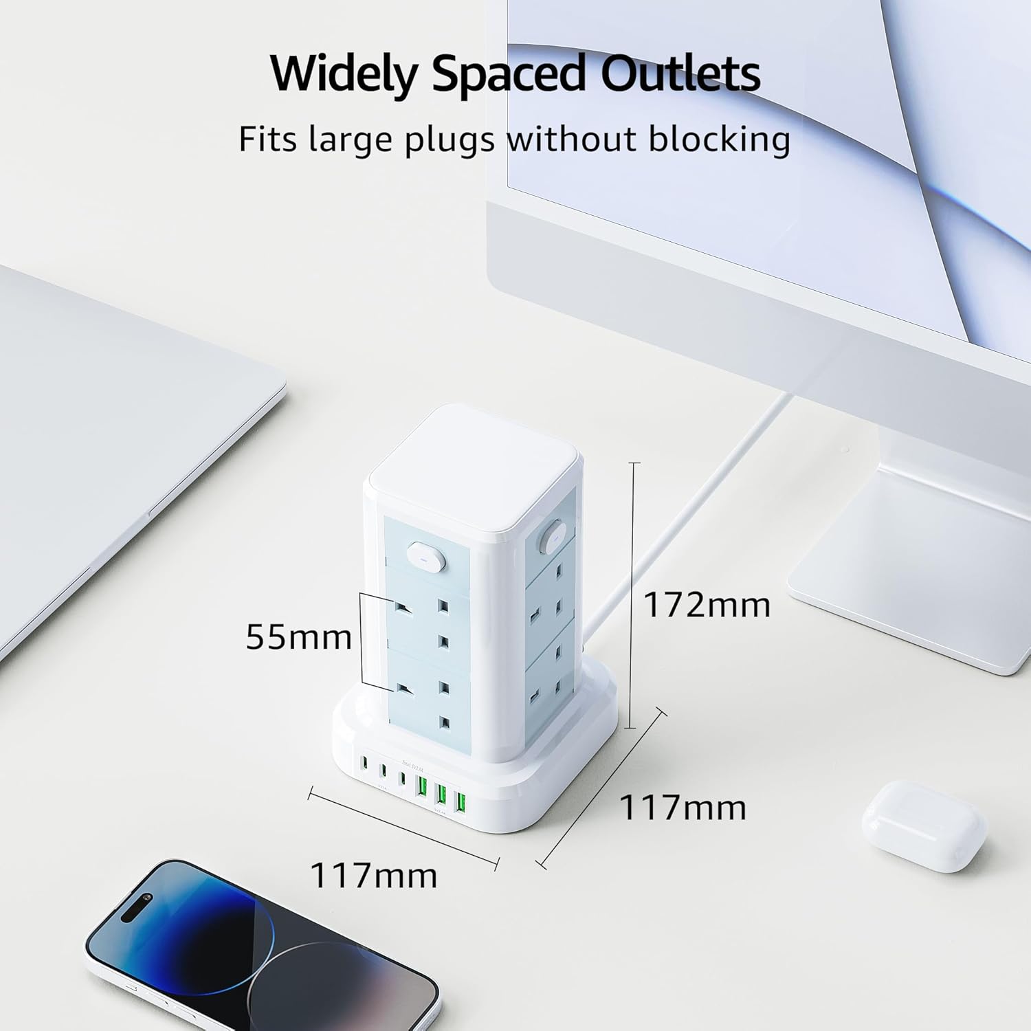 Thumbnail 5 de Toomke 8 Way Tower Extension Lead with USB