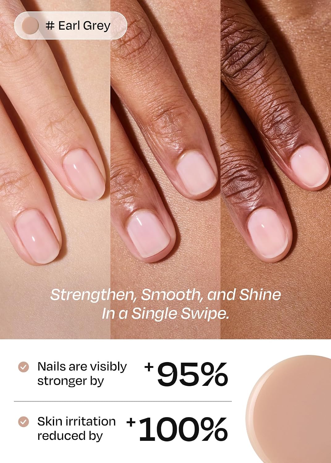 Detalle 2 de ohora Earl Grey Nail Strengthener, Tinted Nail Concealer with Glossy Finish, 15 mL