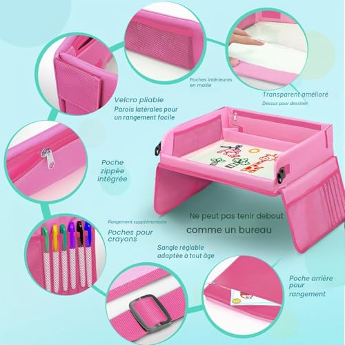 Detalle de lenbest Plateau de Voyage pour Enfants – Planche à Dessin avec film transparent et matériel éducatif