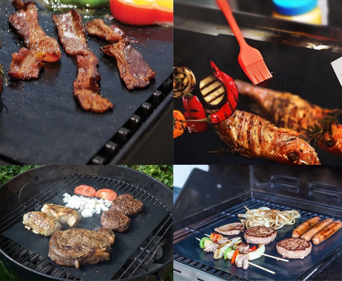 Thumbnail 5 de GOFRIEND BBQ Grill Mat Set of 5 with 12" Tongs & Silicone Brush