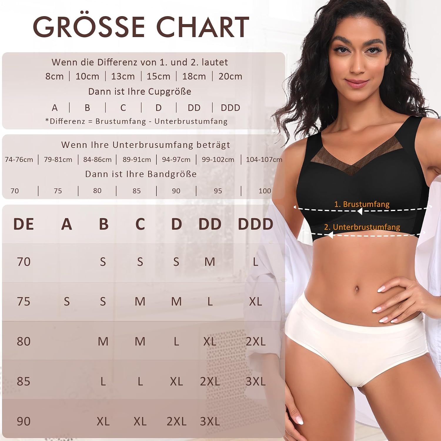 Detalle 2 de Nahtloser Damen BH ohne Bügel (55% Nylon, 45% Spandex) – Komfort Soft Bustier & T-Shirt Bralette mit gepolsterten, abnehmbaren Cups