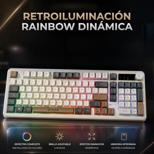 Detalle 1 de The G-Lab Keyz Caesium EX 3C, teclado gaming USB 98% Rainbow con Ñ
