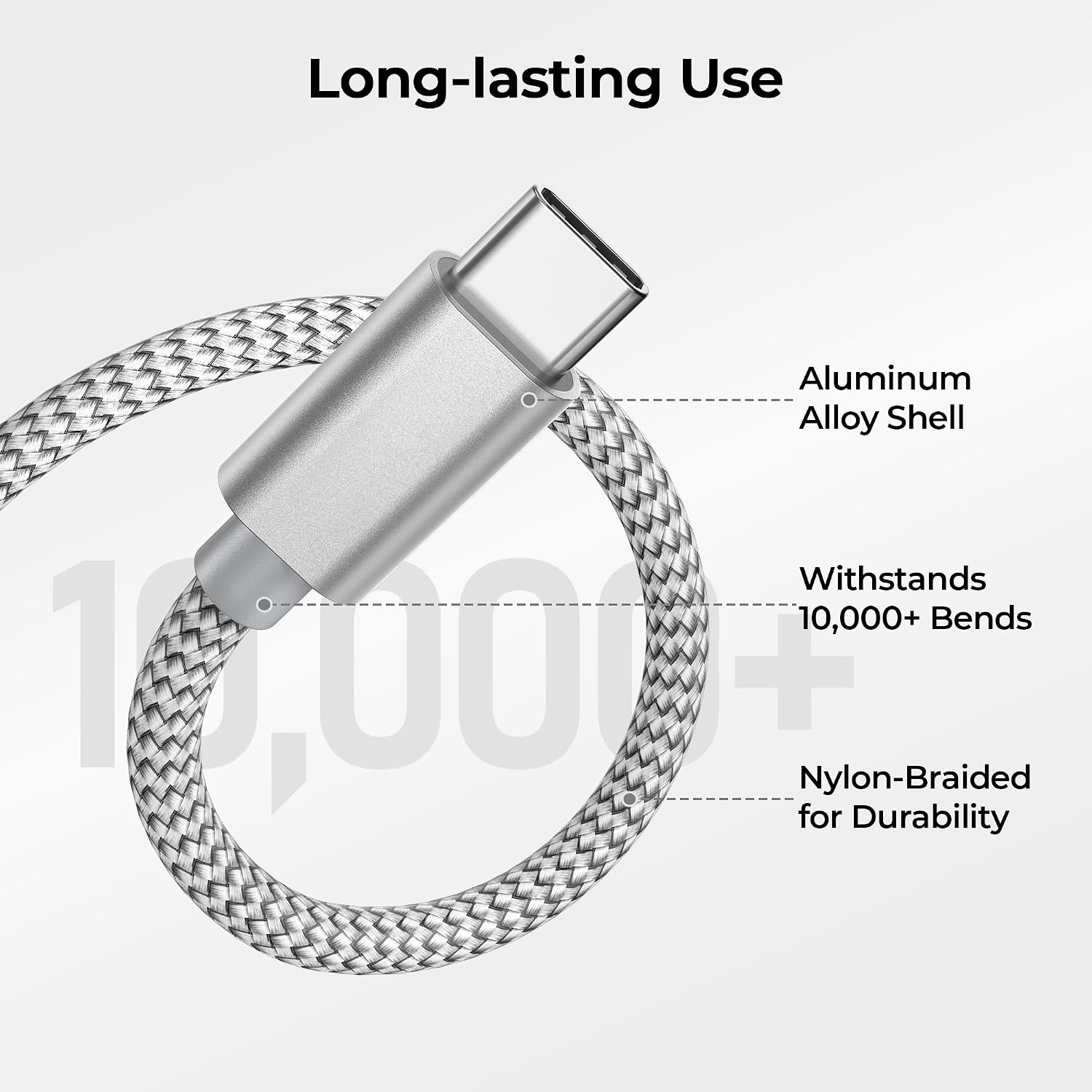 Detalle de USB-C charger cable 2m 2 pack, fast charging