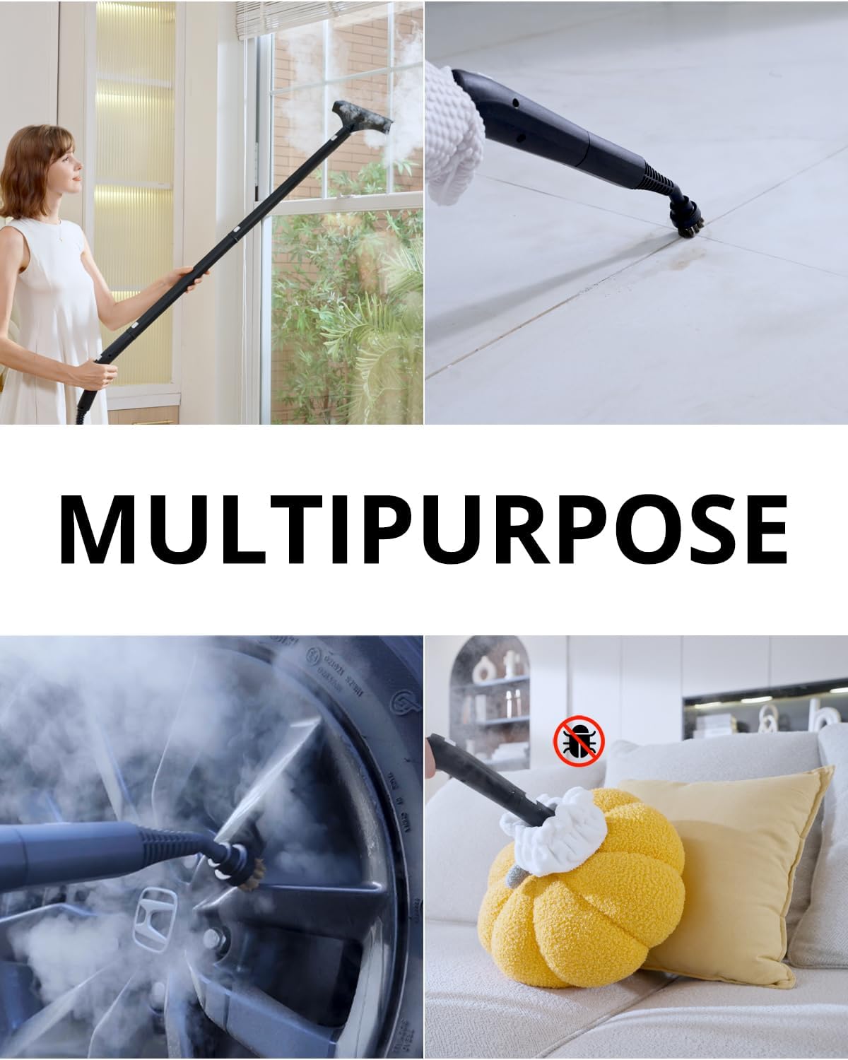 Detalle de GROBELL Portable Steam Cleaner with Mop, 0.66-Gal Tank, 21-Piece Kit