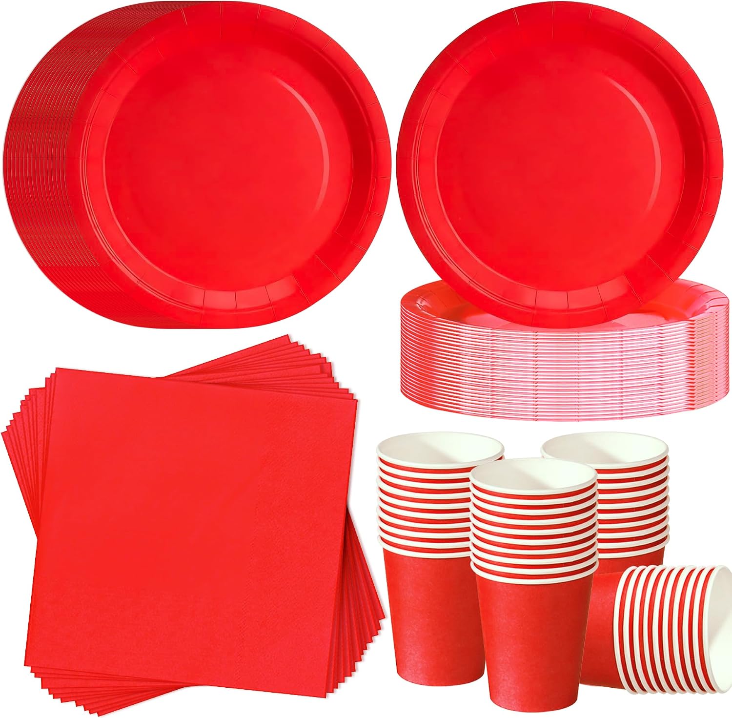 Detalle de ZblPyro Red Paper Party Tableware Set, 120 Pieces for 40 Guests
