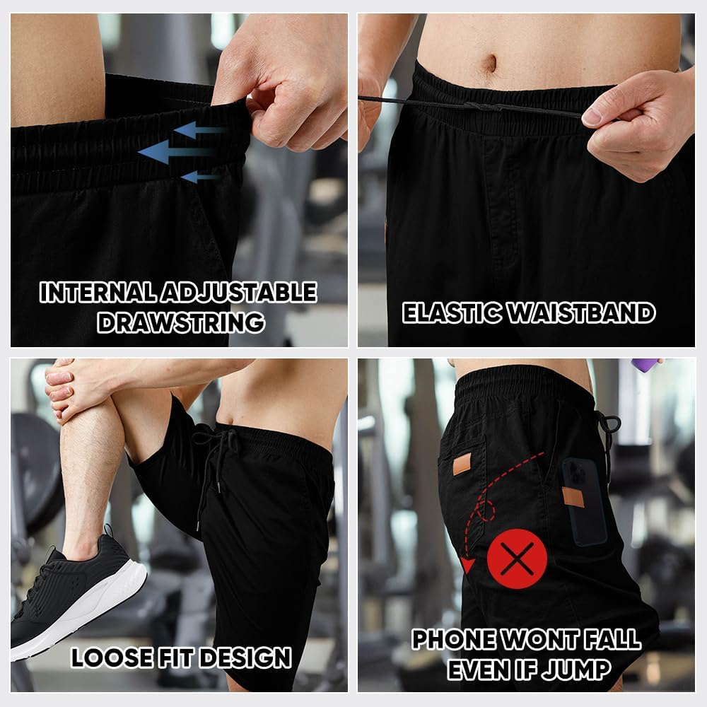 Thumbnail 4 de JMIERR Mens Cotton Drawstring Chino Shorts
