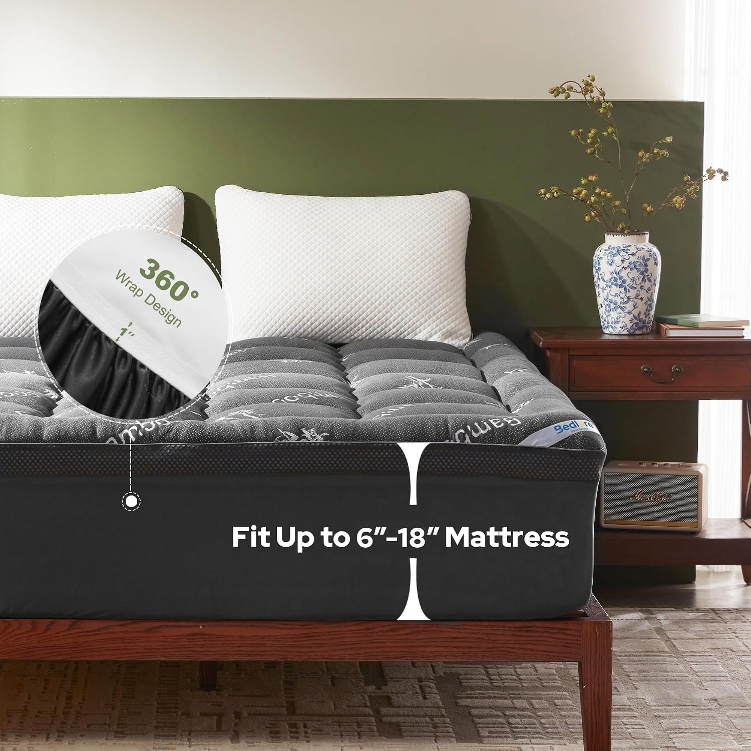 Detalle de BEDLORE Dual Layer 4-Inch Queen Mattress Topper, Gel Foam & Plush Top