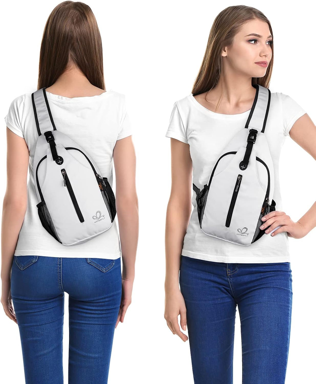 Detalle de WATERFLY Sling Rucksack Umhängetasche mit verstellbarem Schultergurt – für Wandern, Joggen & Alltag