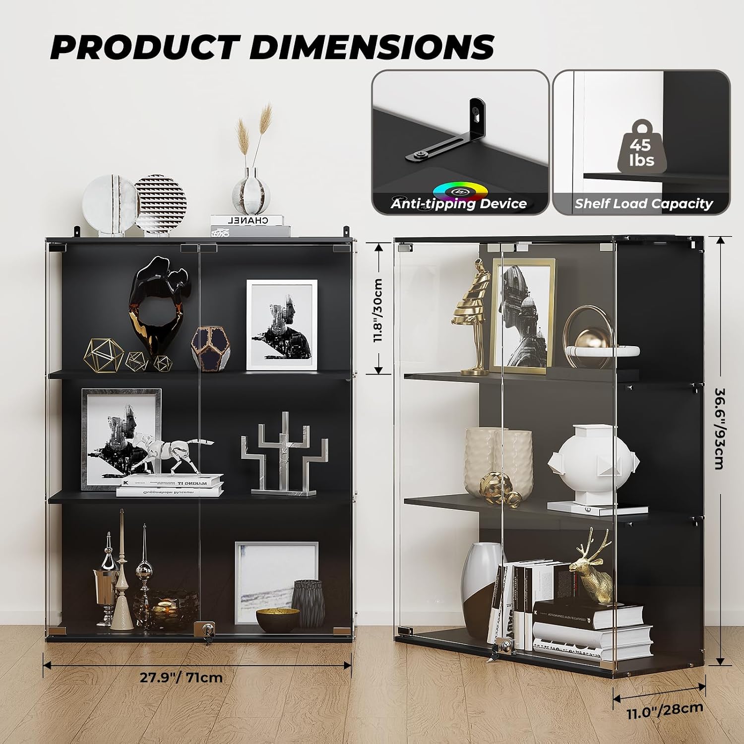 Detalle 2 de VersionTECH Glass Display Cabinet, 3-Tier