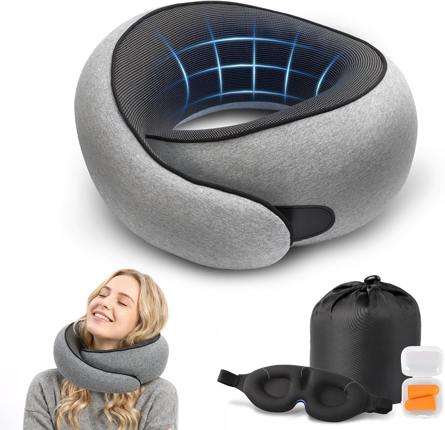 Detalle de Purroch CA-JY-B2 Memory Foam Travel Pillow with Adjustable Strap
