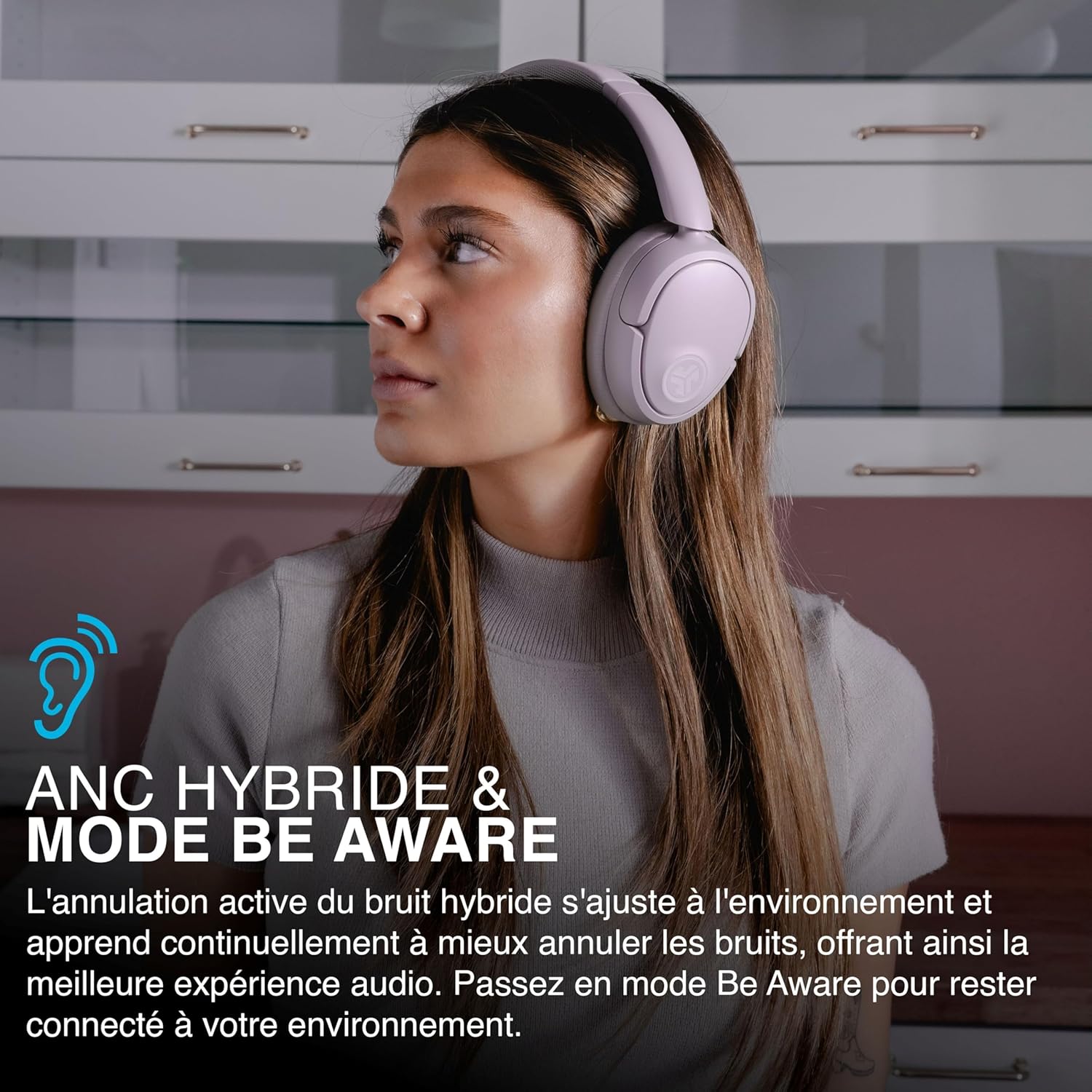 Thumbnail 1 de JLab JBuds LUX ANC : casque audio Bluetooth supra-auriculaire anti-bruit avec micro et mode Be Aware