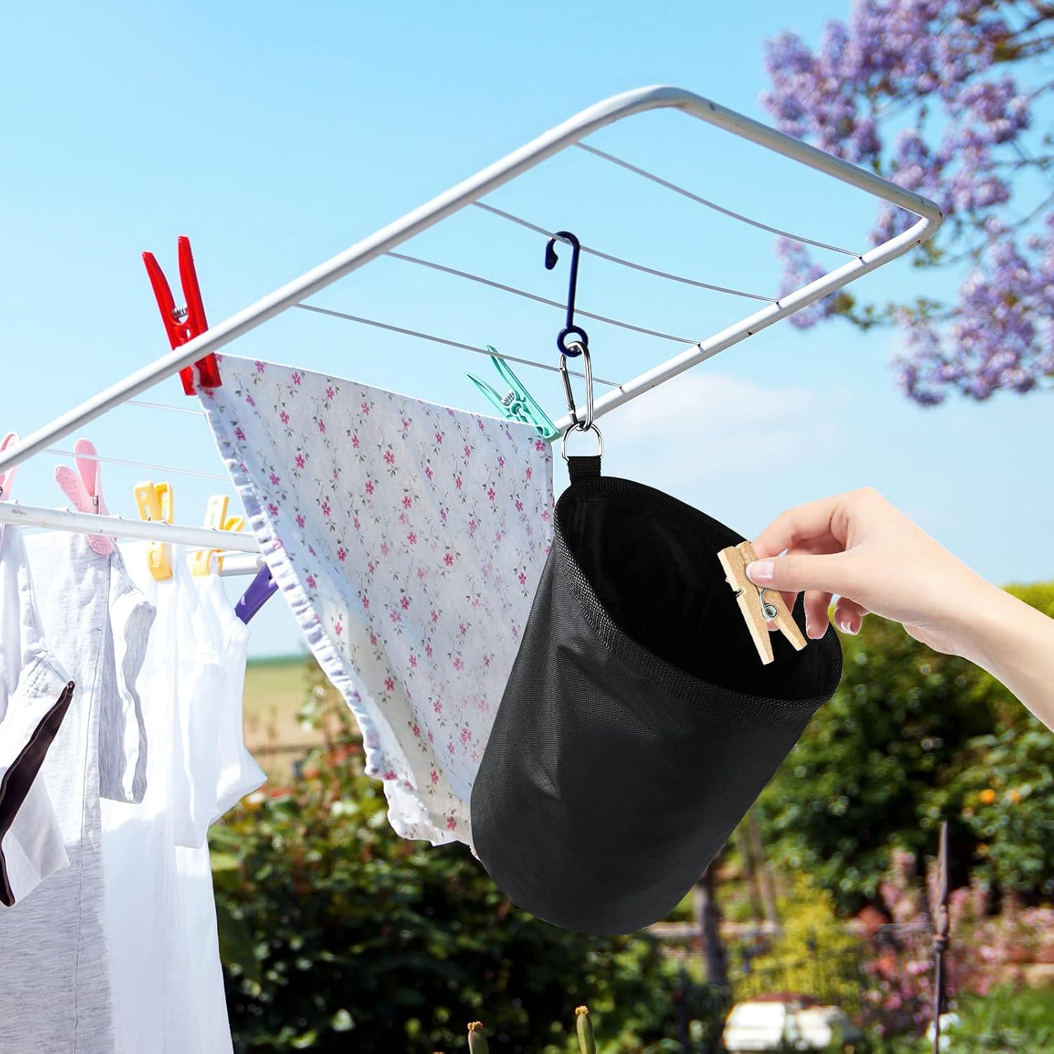 Thumbnail 6 de Vicloon 20CM*20CM*28CM Black Peg Bag with Drawcord and Hanging Hook
