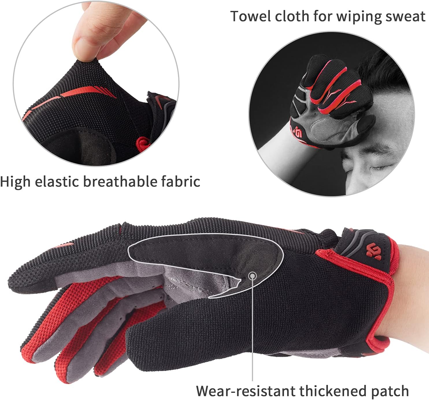 Detalle de I Kua Fly Vollfinger Fahrradhandschuhe – Gel-Dämpfung, Touchscreen-Kompatibilität & MTB-Passung