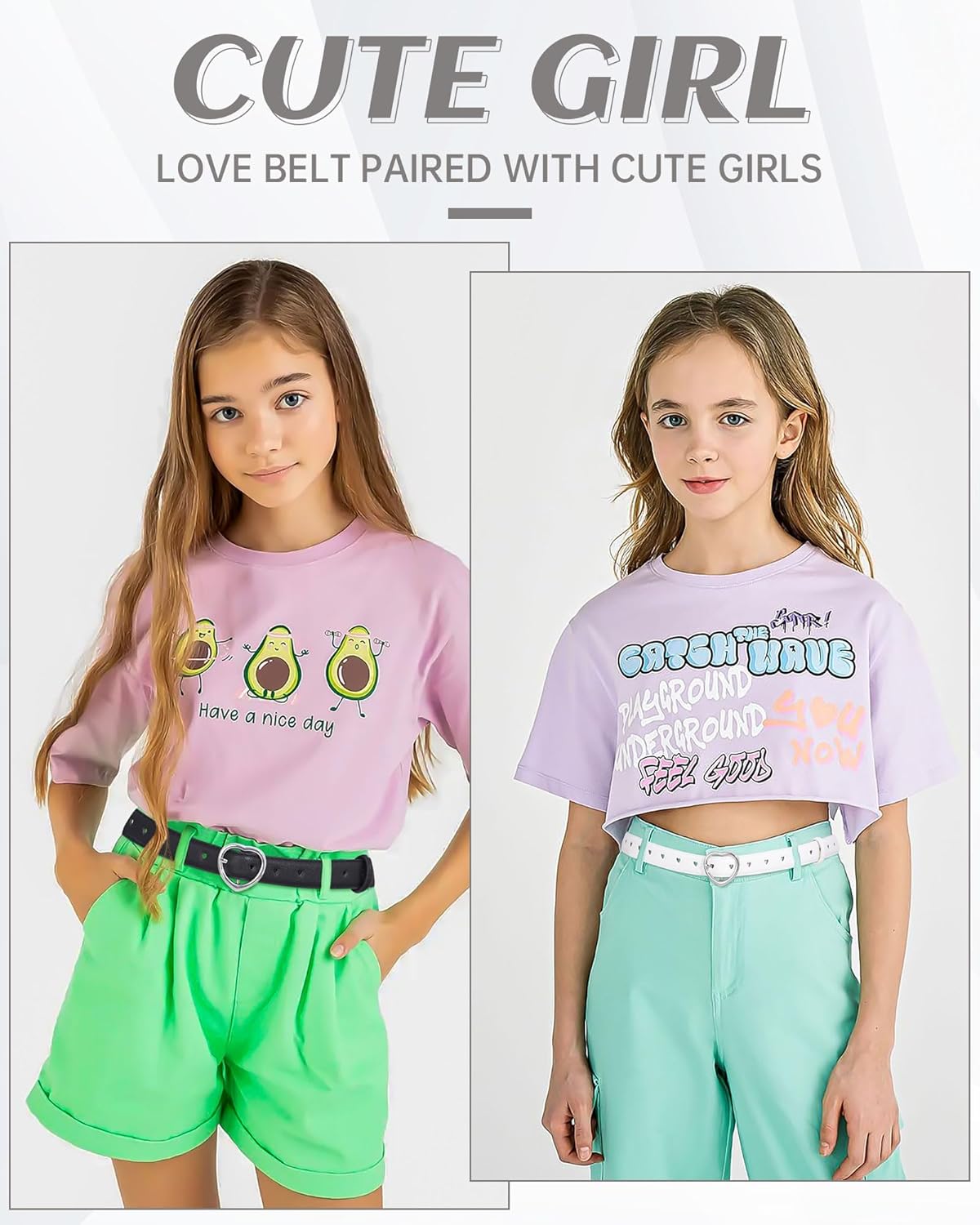 Thumbnail 2 de Coubeau 2 Pezzi Cintura Bambino Elastica Intrecciata con Cuore – Regolabile