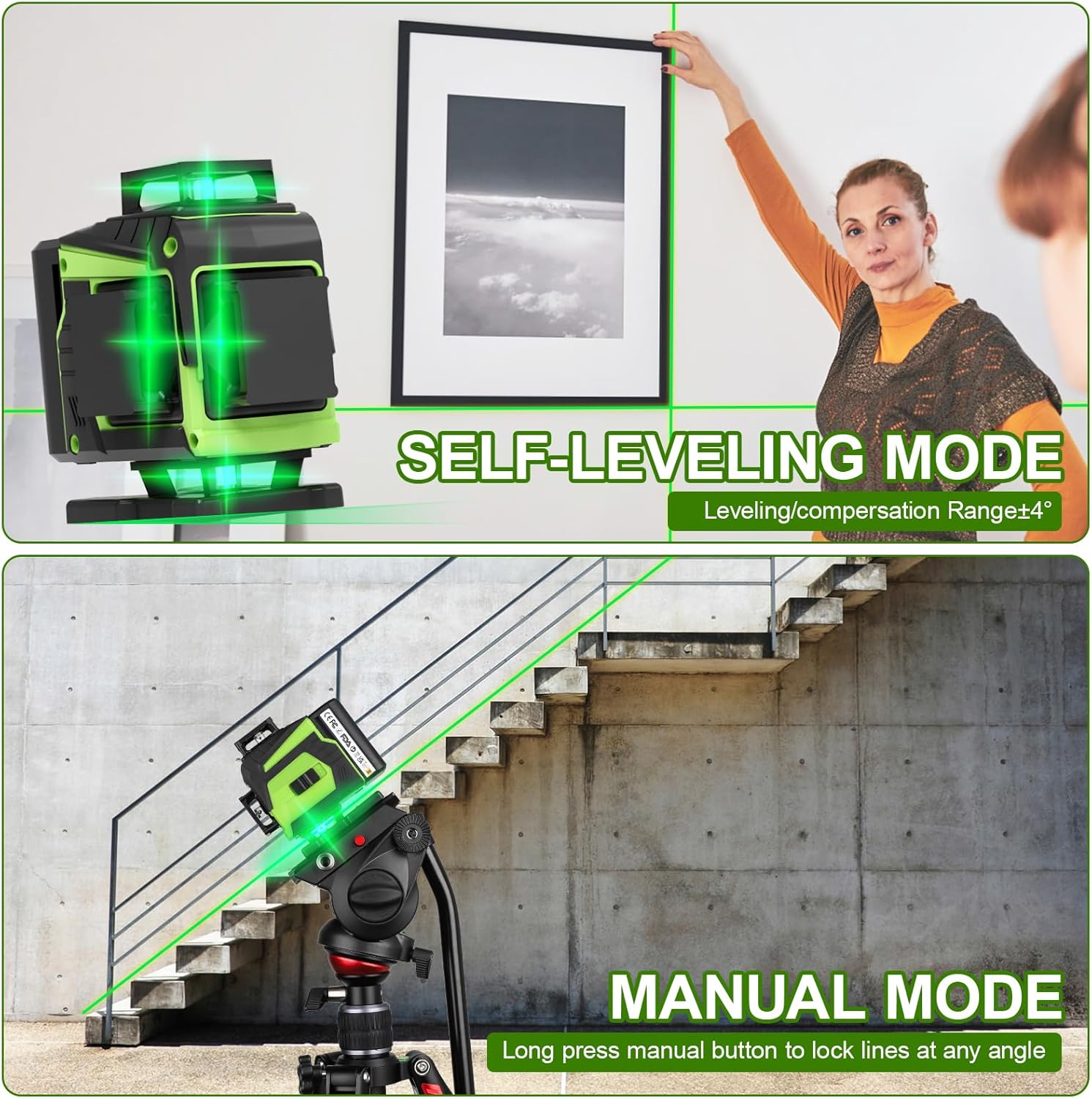 Thumbnail 1 de Livella Laser Autolivellante a 16 Linee 4x360° verde + telecomando – versione con base magnetica