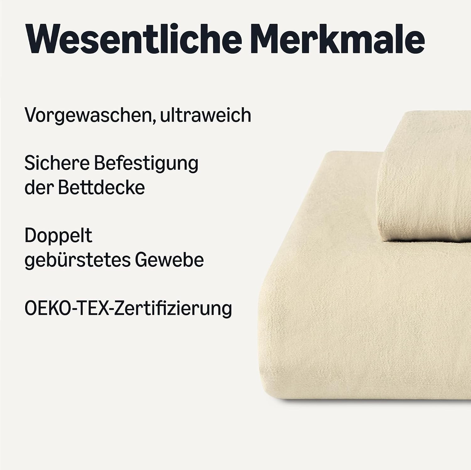 Detalle 2 de Amazon Basics Vorgewaschene Mikrofaser-Bettwäsche 2-teilig 135x200/80x80 Beige