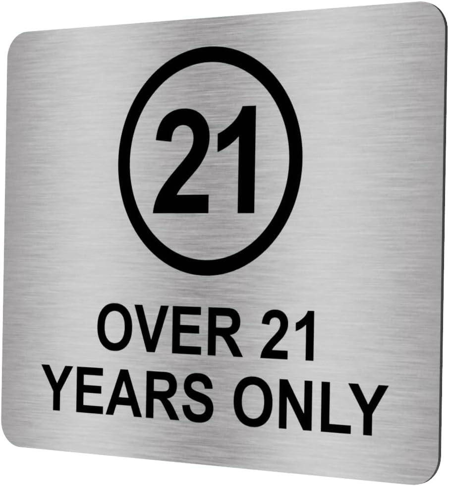 Detalle de Over 21 Years Only Adhesive Notice Sign (12cm x 10cm) - Silver